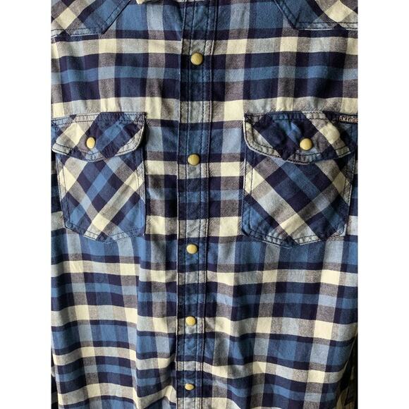 Flag & Anthem Flannel Plaid Shirt Mens M Long Sleeve Chest Pocket Button Preppy - Picture 10 of 11